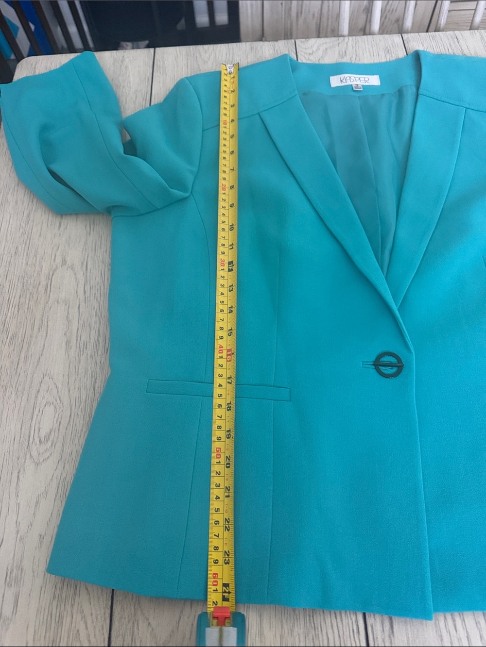 NWT Kasper Aqua Oasis One Button Collarless Blazer Suit Jacket Plus Size 18 - Picture 7 of 7